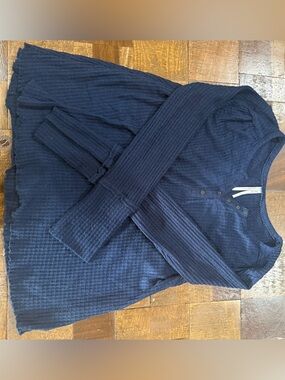 Anthropologie Dark Navy Textured Henley Top